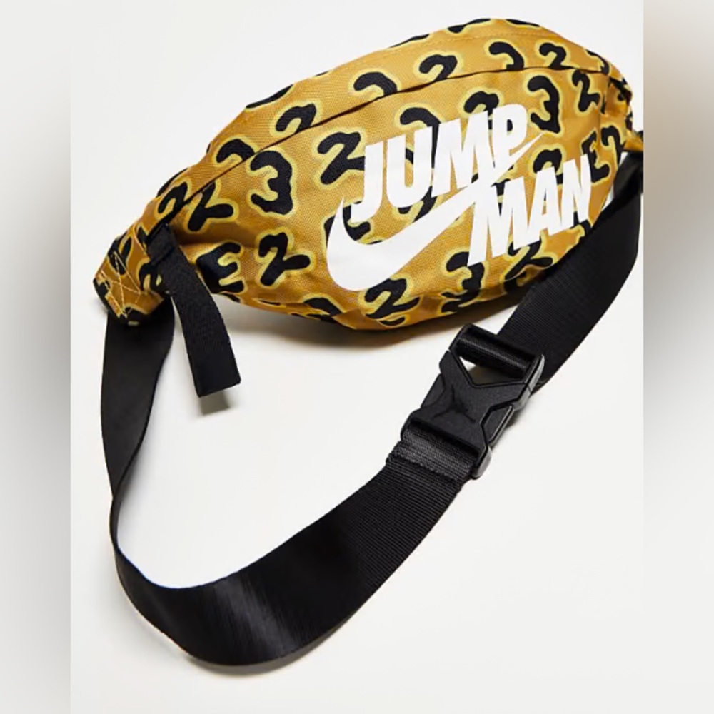 NWT Nike Air Jordan Gold and Black crossbody Belt Bag with Adjustable Strap…